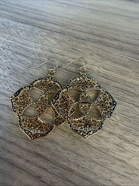 Kendra Scott Gold Filigree Earrings with Black Accents